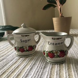 Vintage Strawberry Sugar and Creamer Set